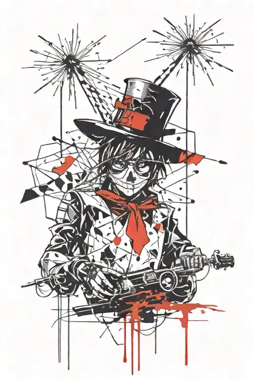 ateez halazia scarecrow and songs and and hourglass filled with swirling tattoo design idea