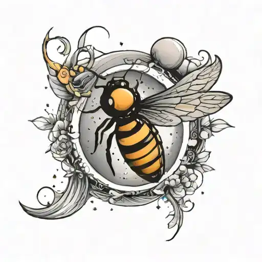 a firefly next to the moon with writing "Be mighty..."  tattoo design idea
