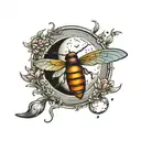 a firefly next to the moon with writing "Be mighty..."  tattoo design idea