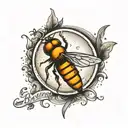 a firefly next to the moon with writing "Be mighty..."  tattoo design idea