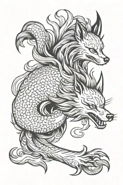 nine tailed fox tattoo design idea