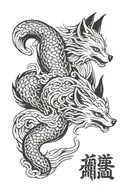 nine tailed fox tattoo design idea