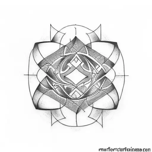 Create a tattoo design that represents the bond between you and your children, using geometric shapes to symbolize each family member. Incorporate sports elements to showcase your shared passion. tattoo design idea