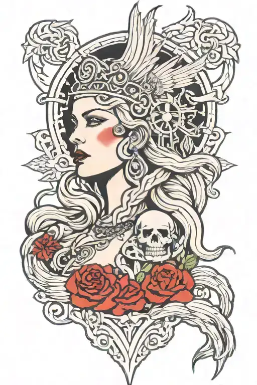 norse goddess hel queen tattoo design idea