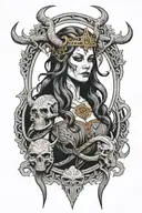 norse goddess hel queen of the underworld tattoo design idea
