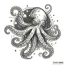 octopus in space  tattoo design idea