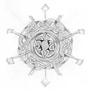 Celtic Knot surrounded by tribal sun tattoo  tattoo design idea