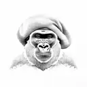 Gorilla with a beret tattoo design idea