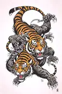 tiger and gorilla fighting tattoo design idea