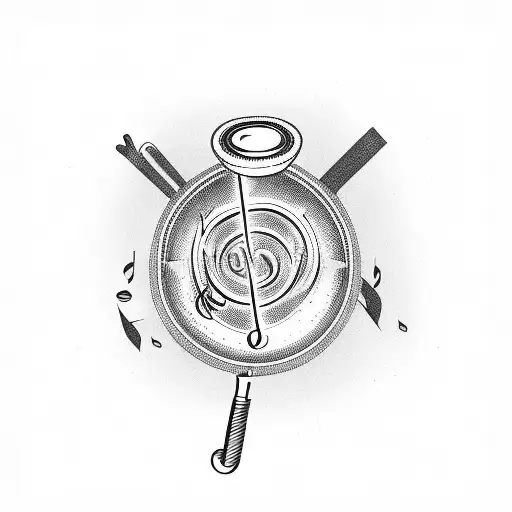 A barber chair with musical notes swirling around it tattoo design idea