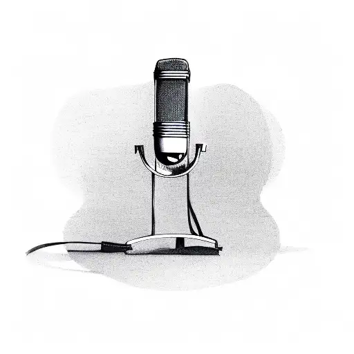 A vintage microphone with barber tools as the microphone stand tattoo design idea