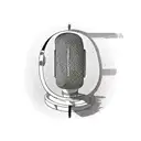 A vintage microphone with barber tools as the microphone stand tattoo design idea