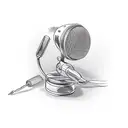 A vintage microphone with barber tools as the microphone stand tattoo design idea