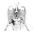 A surgeon operating on Zeus in a church tattoo design idea