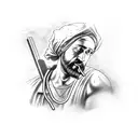 A surgeon operating on Zeus in a church tattoo design idea