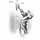 A surgeon operating on Zeus in a church tattoo design idea