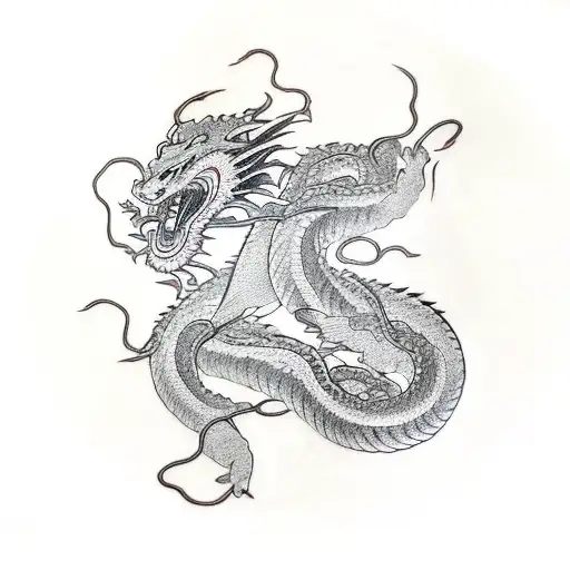 dragon coiled around arm tattoo design idea
