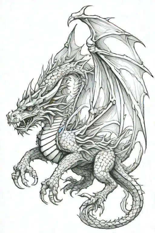 Gothic dragon for the calf  tattoo design idea
