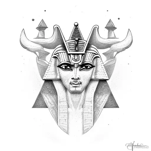 PHARAOH, GOD RA, ANKH, PYRAMIDS tattoo design idea