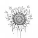 Sunflower with bluebonnets tattoo design idea