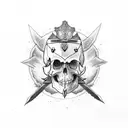 Raven forest skull sword tattoo design idea