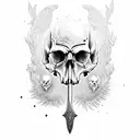 Raven forest skull sword tattoo design idea