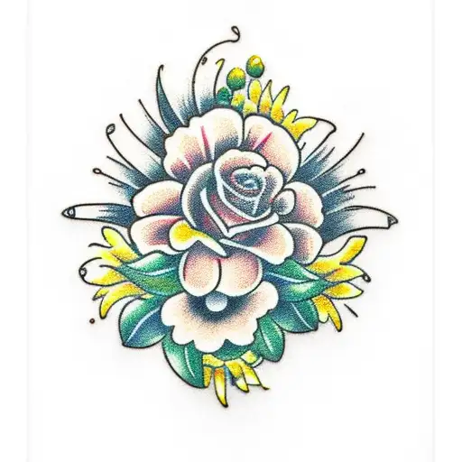 Floral Available Tattoo Flash Design | Arick Reese Art & Tattoos