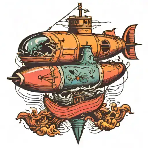 submarine and gallows tattoo design idea