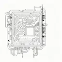A sketch style tattoo of a computer motherboard with a hidden message in binary code tattoo design idea