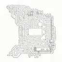 A sketch style tattoo of a computer motherboard with a hidden message in binary code tattoo design idea