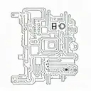 A sketch style tattoo of a computer motherboard with a hidden message in binary code tattoo design idea