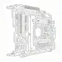 A sketch style tattoo of a computer motherboard with a hidden message in binary code tattoo design idea