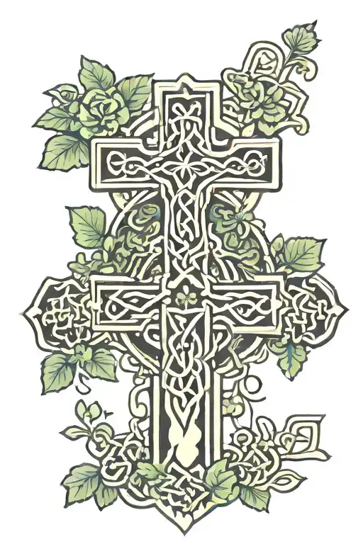celtic cross with shamrocks  tattoo design idea