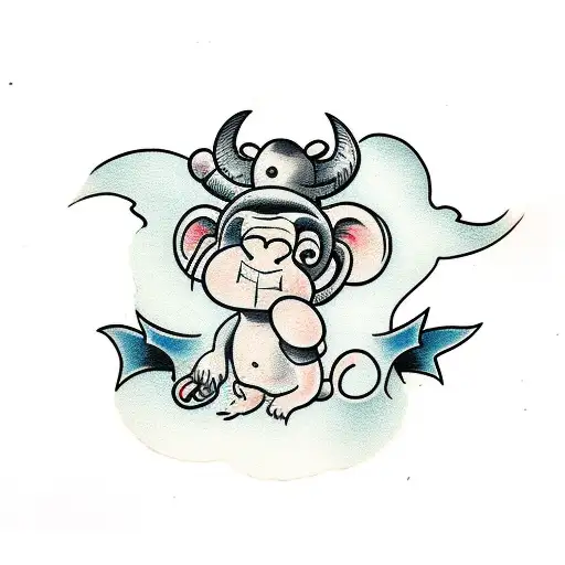 monkey in a cow costume  tattoo design idea