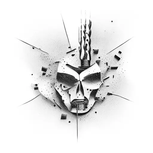 Drill bit breaking through the surface of the skin tattoo design idea