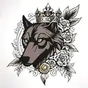 Wolf And caesar crown made tattoo design idea