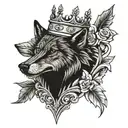 Wolf And caesar crown made tattoo design idea