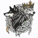 Wolf And caesar crown made tattoo design idea
