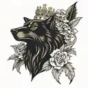 Wolf And caesar crown made tattoo design idea