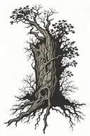 a realistic dead tree with leafs flying away with the branch  tattoo design idea