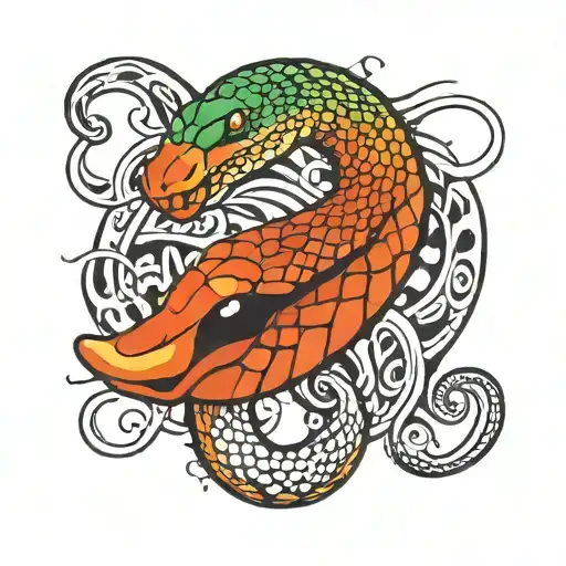  The letter "O" is stylized as a snake eat his tail tattoo design idea