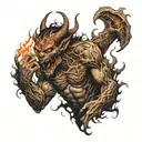 A demon escaping hell tattoo design idea