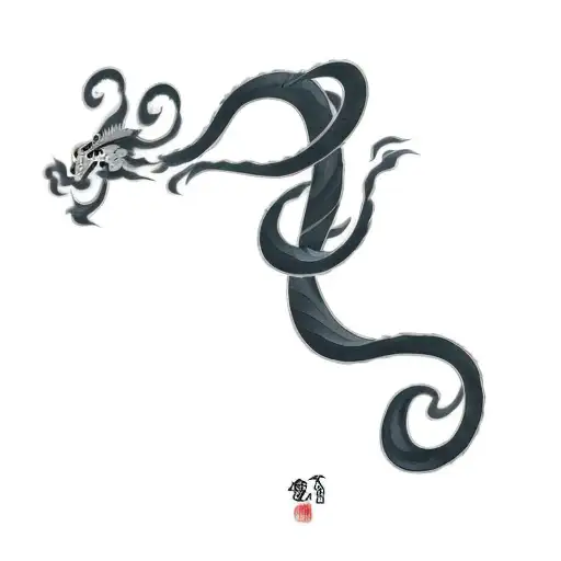 Add Japanese brush-style calligraphy to the dragon. Makes the dragon a little more complex and floats it in clouds  tattoo design idea