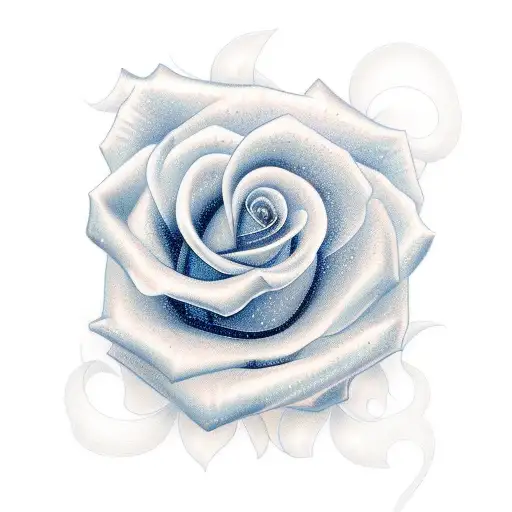 rosa azul con flores  tattoo design idea