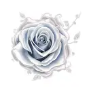 rosa azul con flores  tattoo design idea
