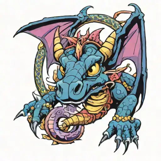 Figment the Dragon holding tattoo design idea
