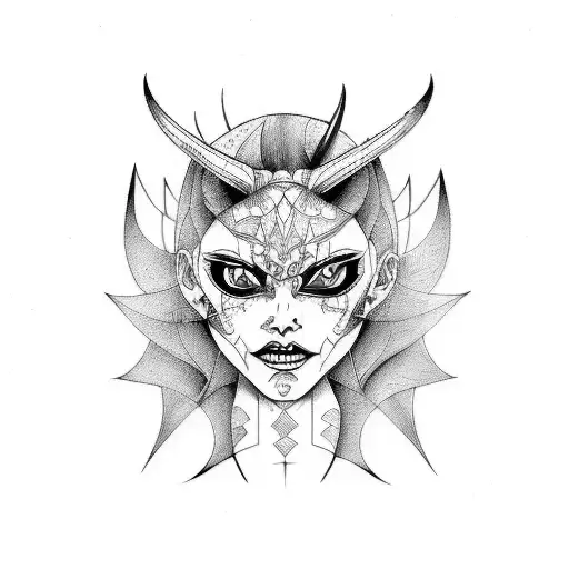 the face of the demon Lilith tattoo design idea