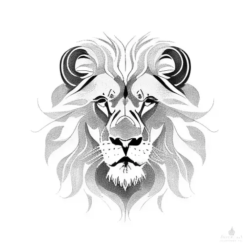 A lion with 3 small lion cubs tattoo design idea