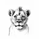 A lion holding 3 small lion cubs tattoo design idea