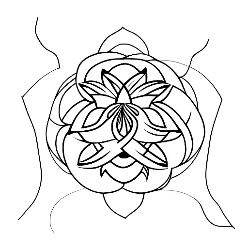 geometric lotus with snake  tattoo design idea